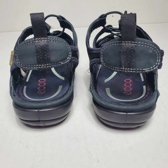 Ecco Black Nubuck Speed Lace Up Flat Sandals Size EU 39 US 8 - Picture 5 of 8